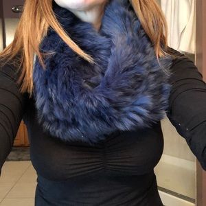 Knitted Rabbit Fur Blue Infinity Scarf Jocelyn new